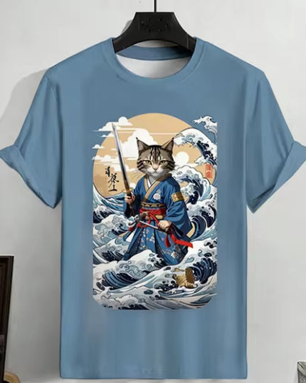 Men's Japanese Style Ukiyo-e Graphic 3D Printed Casual Short-sleeved T-shirt