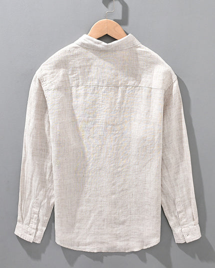 Linen Breathable Shirt Solid Color Loose Men