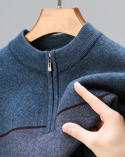 Zipper Collar Sweater Men's Thickened Long-sleeved Sweater