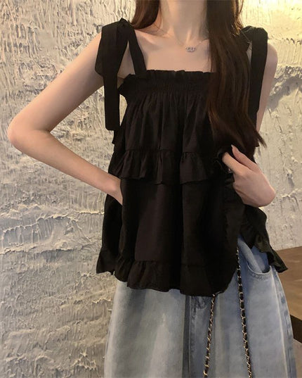 Niche Strap Vest Female Western Style Youthful-looking Sweet Outerwear Top