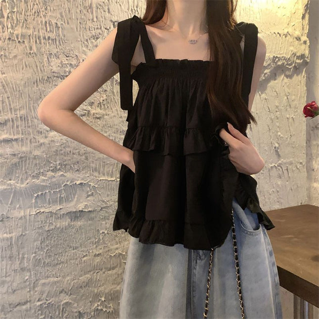 Niche Strap Vest Female Western Style Youthful-looking Sweet Outerwear Top