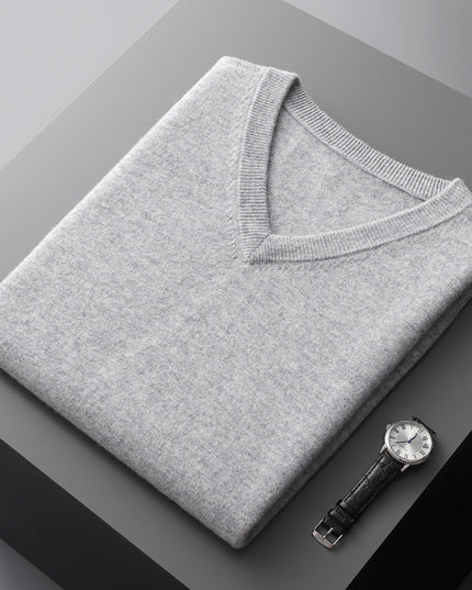Men's V-neck Vest Middle-aged And Elderly Warm Sweater