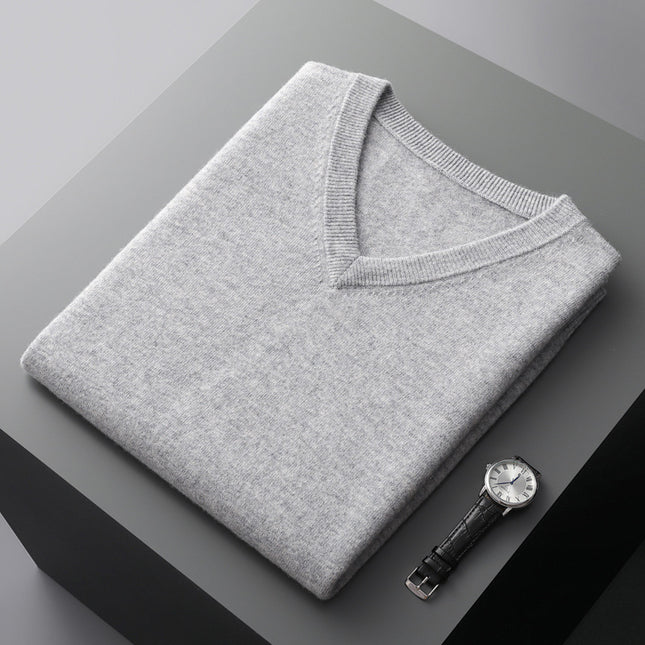 Men's V-neck Vest Middle-aged And Elderly Warm Sweater
