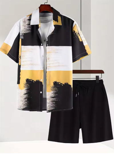 Printed Short-sleeved Shirt Beach Pants Suit