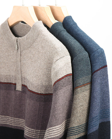 Zipper Collar Sweater Men's Thickened Long-sleeved Sweater