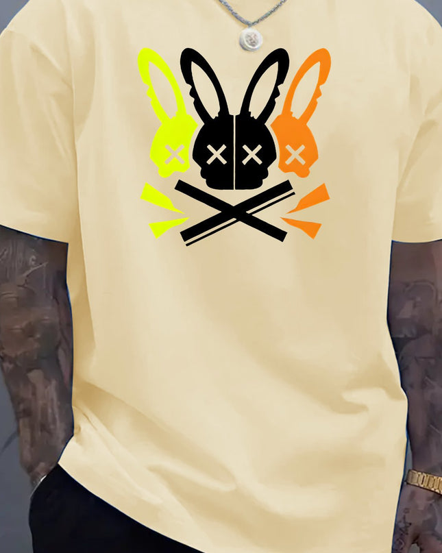 Fashion Unique Rabbit Skull Printed Men's T-shirt