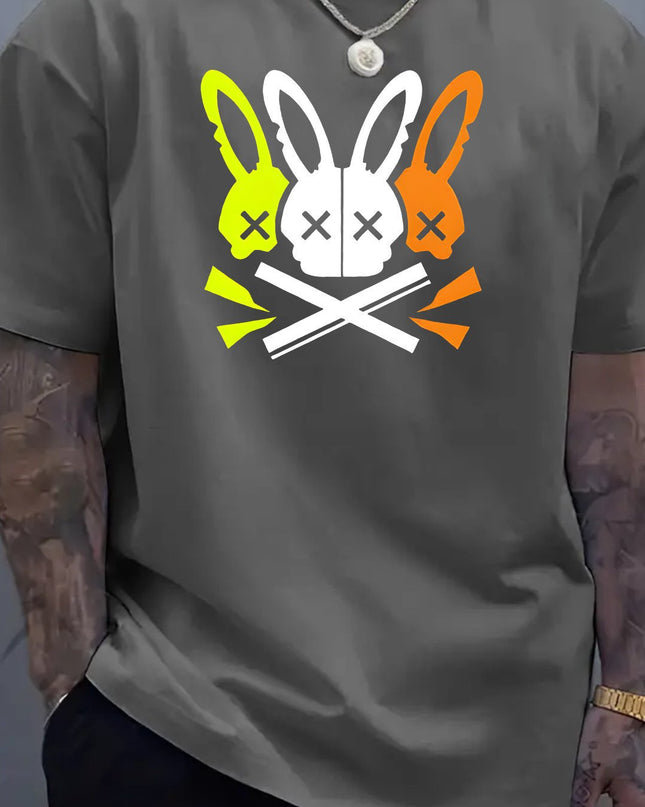 Fashion Unique Rabbit Skull Printed Men's T-shirt