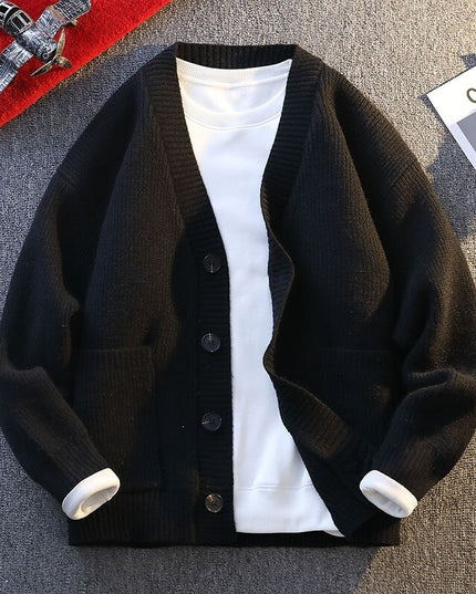 High-end V-neck Knitted Cardigan Coat Men