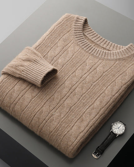 Round Neck Cashmere Sweater Men's Long Sleeve Pullover Classic