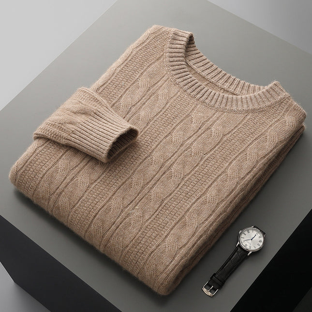 Round Neck Cashmere Sweater Men's Long Sleeve Pullover Classic