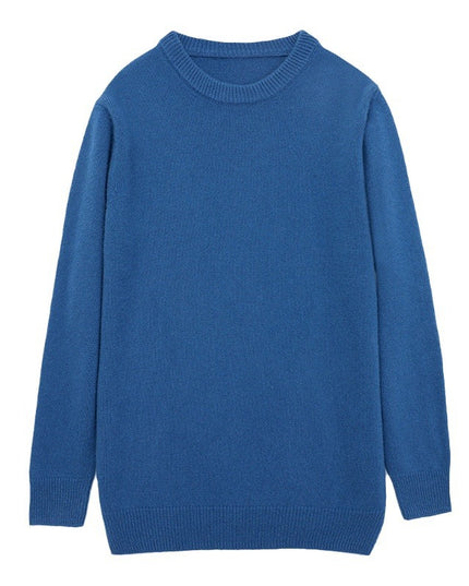 Men's Thickened Pullover Sheep Fur Sweater Loose Round Neck Solid Color Sweater