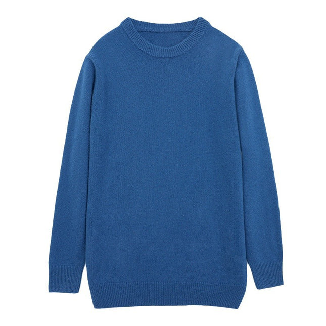 Men's Thickened Pullover Sheep Fur Sweater Loose Round Neck Solid Color Sweater