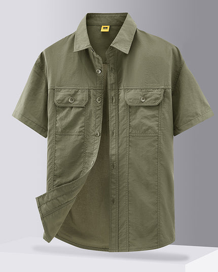 Casual Solid Color Workwear Shirt Men