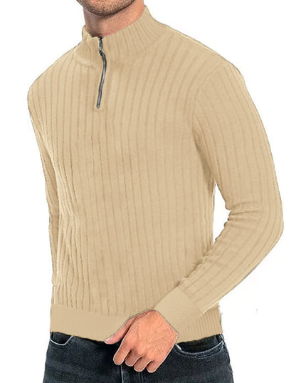 Leisure Pullover Men's Half-high Collar Zip Sweater