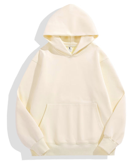 Retro Heavy 480g Polar Fleece Hooded Pullover Men's Solid Color Simple Loose Fashion Brand Couple Sweater