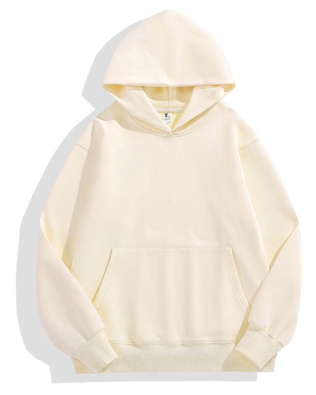 Retro Heavy 480g Polar Fleece Hooded Pullover Men's Solid Color Simple Loose Fashion Brand Couple Sweater