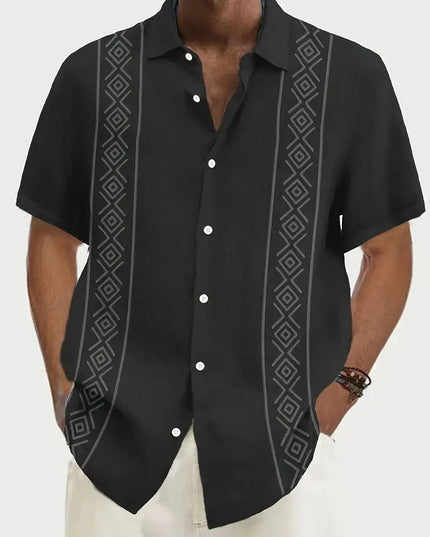 Simple Striped Element 3D Printing Stylish Cardigan Shirt