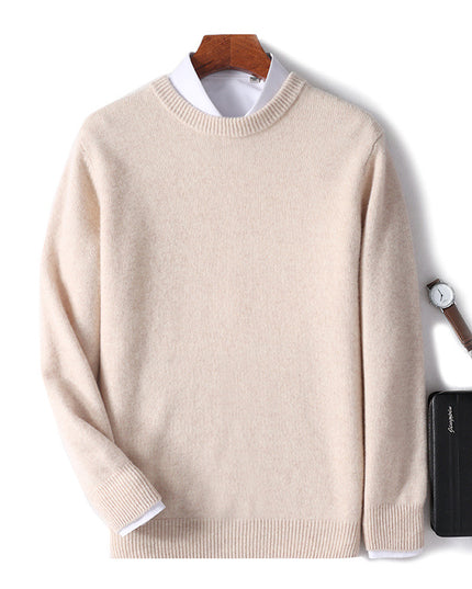 Men's Thickened Pullover Sheep Fur Sweater Loose Round Neck Solid Color Sweater