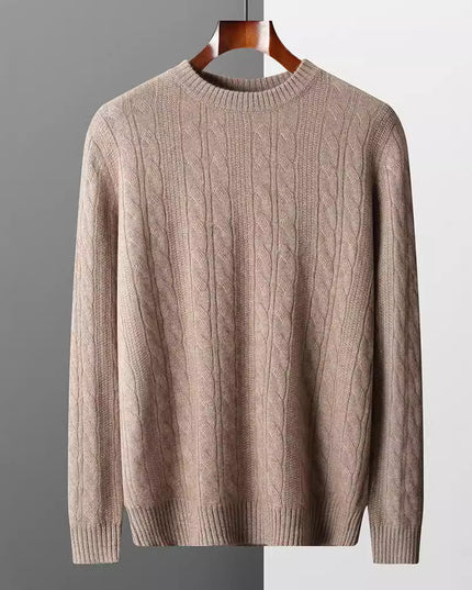 Round Neck Cashmere Sweater Men's Long Sleeve Pullover Classic