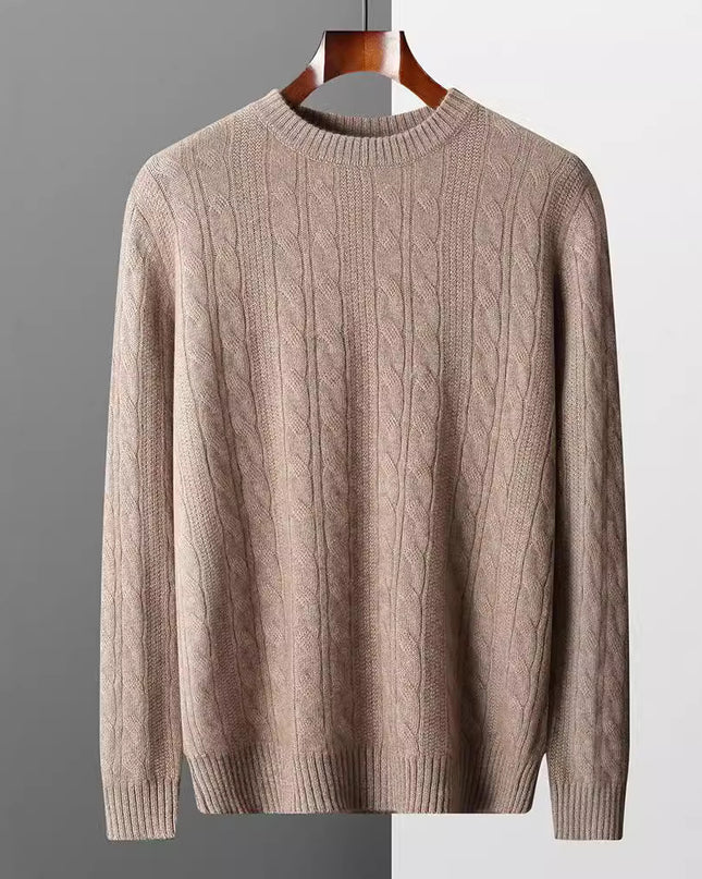 Round Neck Cashmere Sweater Men's Long Sleeve Pullover Classic