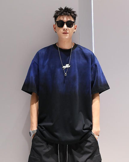 Plus Size Gradient T-shirt Men's Loose Short-sleeved Top