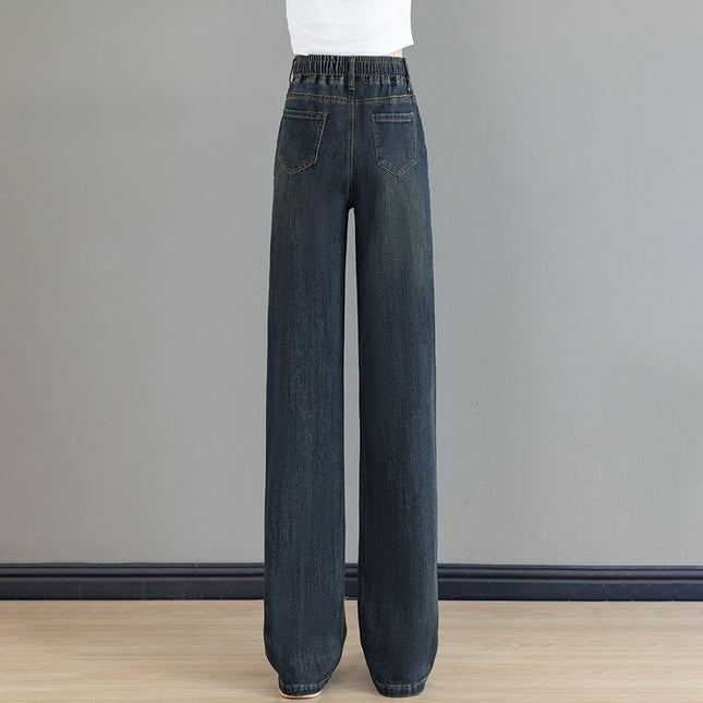 Loose Waist Trimming Lace-up Jeans For Women