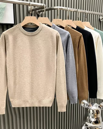 Round Neck Sweater Men's Solid Color Casual Bottoming Sweater