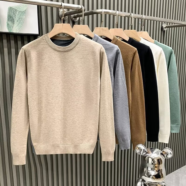Round Neck Sweater Men's Solid Color Casual Bottoming Sweater