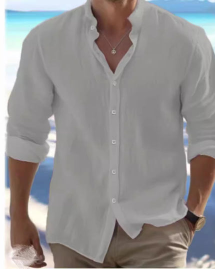 Men's Linen Button Summer Beach Shirt