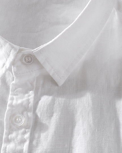 Short Sleeve Breathable Pure Linen Shirt For Men