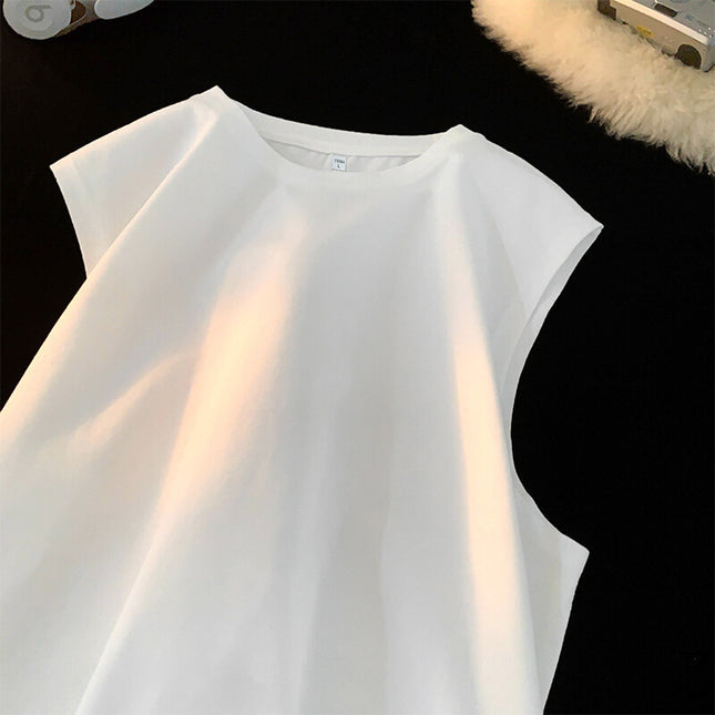 Men's Loose Pullover Solid Color Tank Top Sleeveless T-shirt