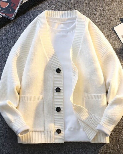 High-end V-neck Knitted Cardigan Coat Men