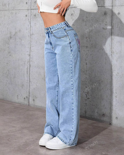 Women's Printed Jeans Summer Loose Trendy