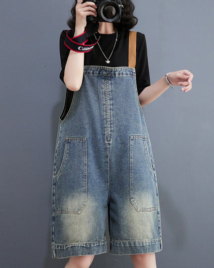 Art Loose-fitting Versatile Plus Size Shoulder Strap Jeans