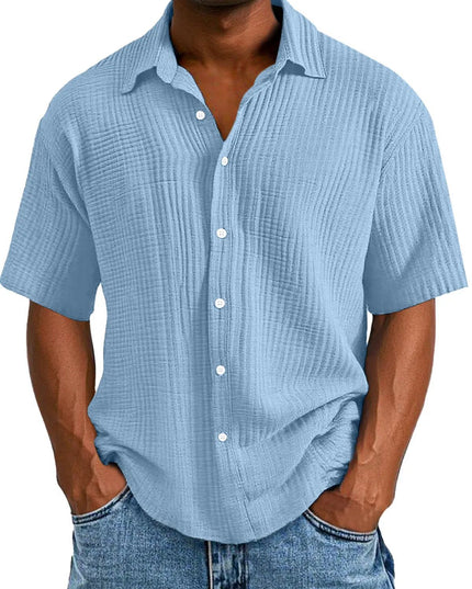 Spring And Summer Men's Short-sleeve Lapel Shirt Double Layer Champray