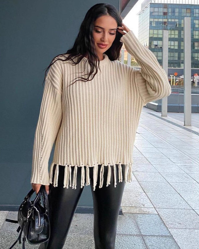 Casual All-match Solid Color Knitted Top For Women