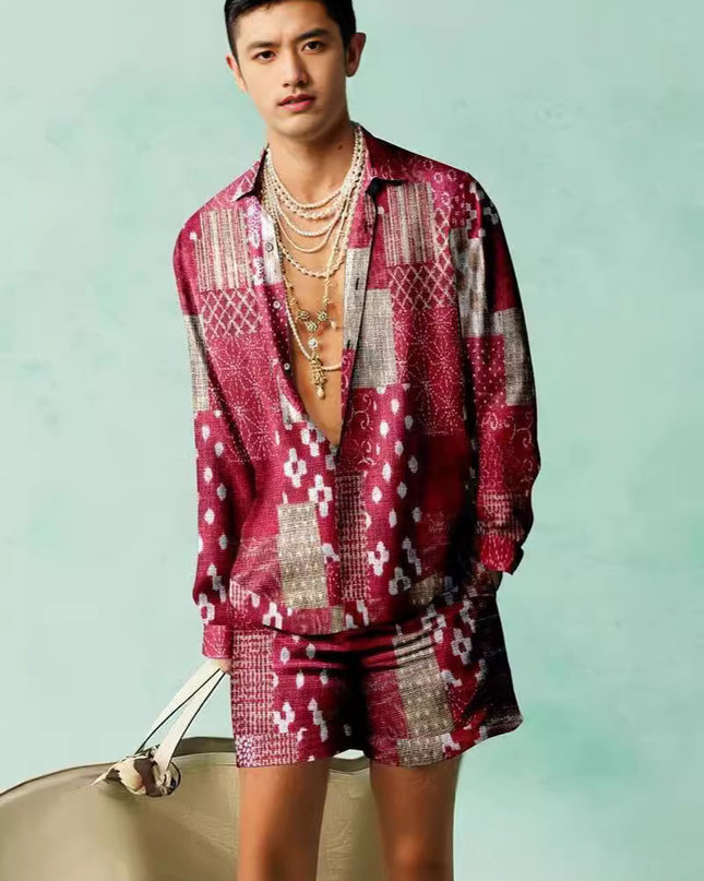 3D Digital Printing Short Sleeve Shirt Shorts Casual Suit