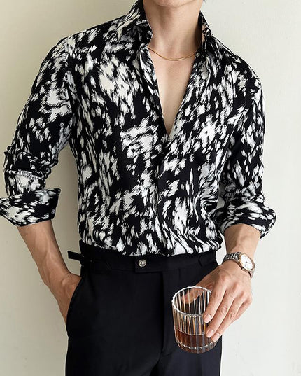 Fashion Personalized Men's Printed Slim Shirt
