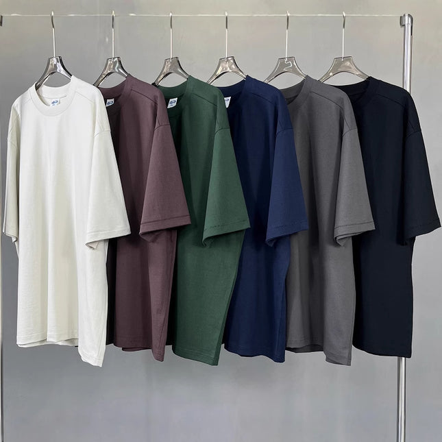 Retro Patchwork Short Sleeve Pure Color Minimal Versatile T-shirt For Men And Women