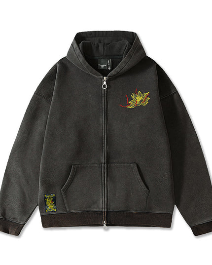 Autumn And Winter Fleece-lined Vintage Chinese Style Embroidered Hoodie