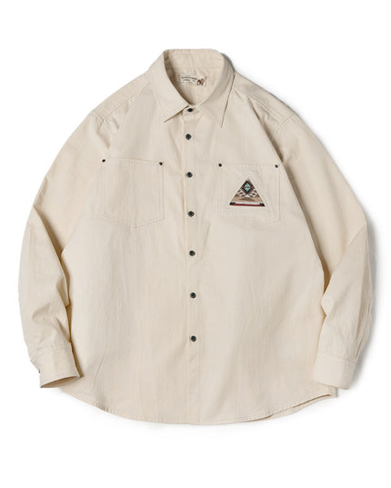 Men's Retro Indian Totem Creamy-white Long-sleeved Shirt