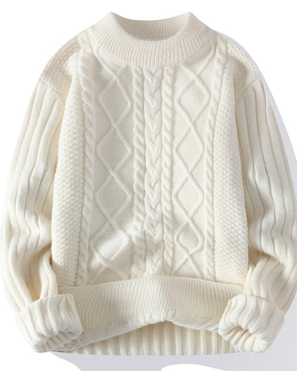 Men's Solid Color Sweater Hong Kong Style Loose Fashion Twisted Flower