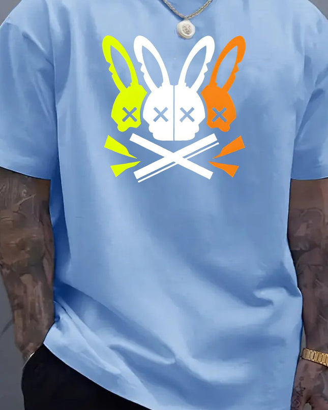 Fashion Unique Rabbit Skull Printed Men's T-shirt