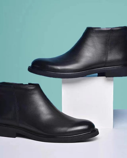 Men's Leather Shoes Solid Color Chelsea Boots