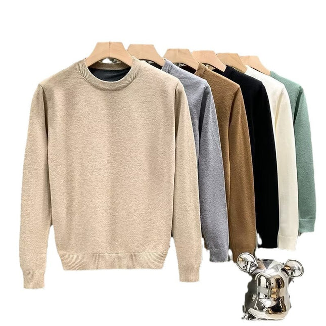 Round Neck Sweater Men's Solid Color Casual Bottoming Sweater