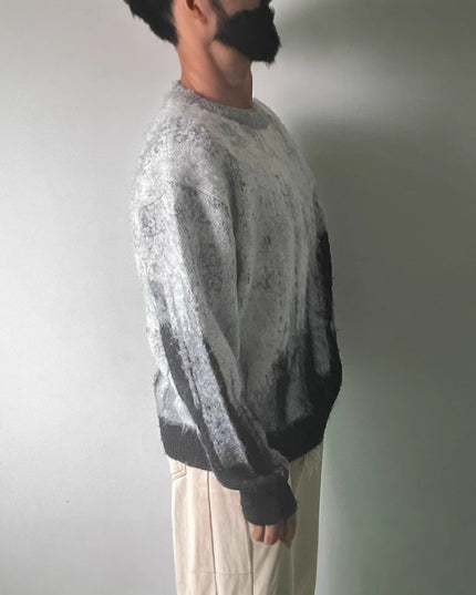Mohair Soft Glutinous Color-block Crew Neck Knitted Sweater
