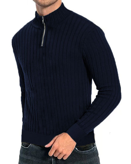 Leisure Pullover Men's Half-high Collar Zip Sweater