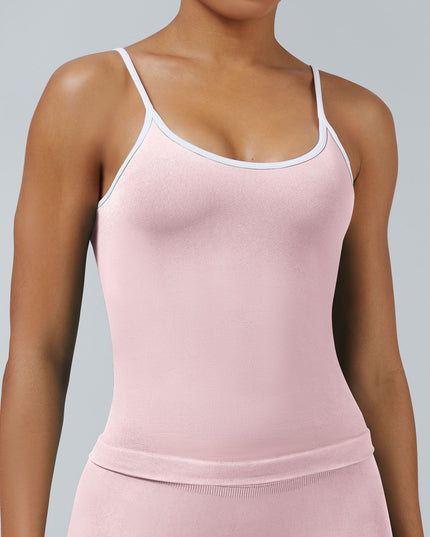 Women's Tight Contrast Color Sports Vest Backless Workout Clothes