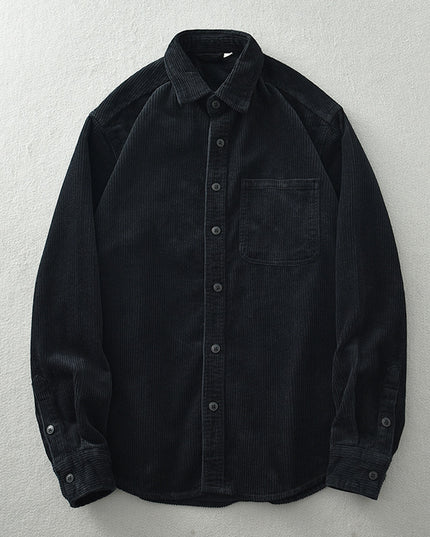 Men's Retro Loose Corduroy Long Sleeve Casual Cotton Shirt