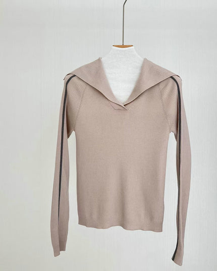 Wool Sweater Big Lapel Long Sleeve Top